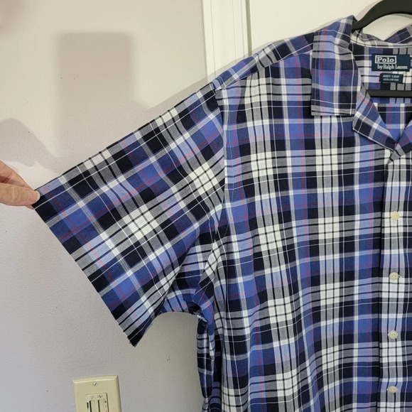 Polo Ralph Lauren Andy Camp Mens Blue Plaid Button Up Pocket Preppy Size XXL - Picture 4 of 9